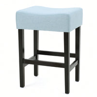 Set Of 2 Light Blue Backless Leather Counter Height Barstools For Modern Home Decor