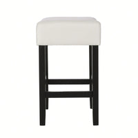 Set Of 2 Light Blue Backless Leather Counter Height Barstools For Modern Home Decor