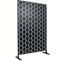 Freestanding Metal Privacy Screen 76" H X 48" W For Outdoor Deck Balcony Patio Decorative Privacy Fence Panels Lightweight Black