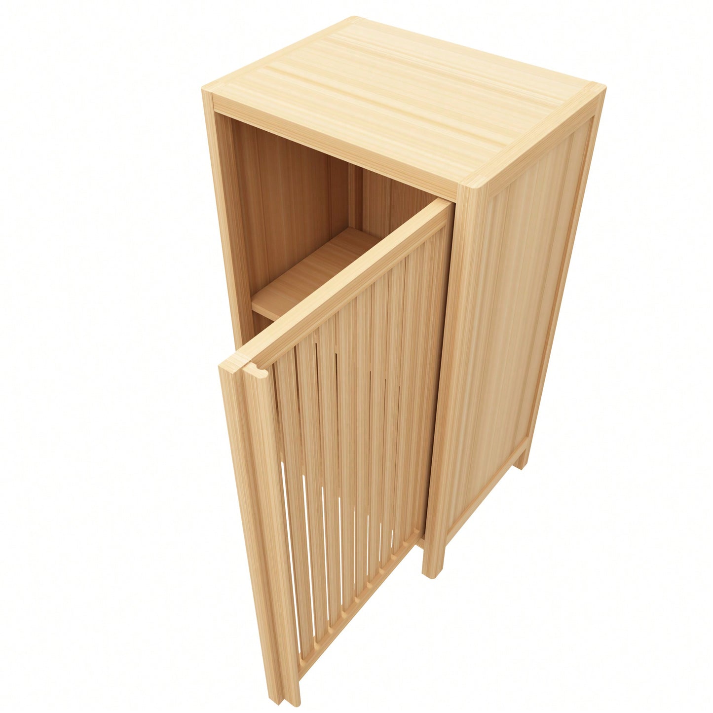 Versatile Freestanding Bamboo Storage Cabinet With Door And Shelf For Bathroom Living Room Bedroom Hallway Kitchen