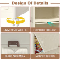 Portable Clothes Storage Organizer With Magnetic Doors, 4 Cubes, Hanging Rod, And 10 Hangers - Baby Wardrobe Cabinet In White