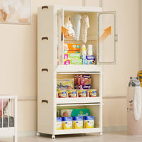 Portable Clothes Storage Organizer With Magnetic Doors, 4 Cubes, Hanging Rod, And 10 Hangers - Baby Wardrobe Cabinet In White