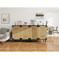 Natural Seaweed Decor 2 Door Buffet Sideboard With Adjustable Shelves For Living Room Kitchen Entryway Storage Cabinet