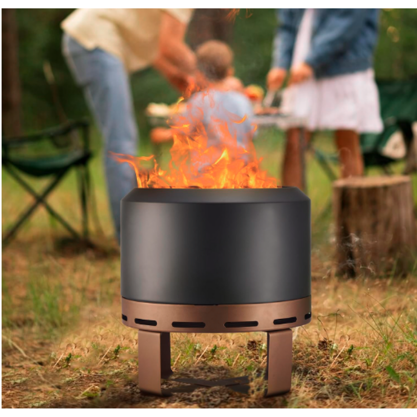 24 Inch Outdoor Smokeless Fire Pit For Camping And Backyard Bonfire Wood Burning Stove With Stand