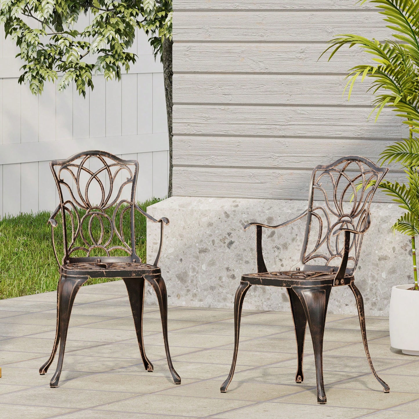 Set Of 2 Black Copper Dining Chairs For Modern Home Decor
