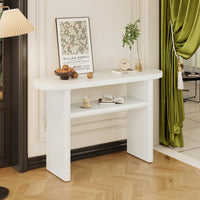 Elegant Minimalist Console Table With Rounded Edges And Sturdy Shelf For Entryway And Living Room In Black