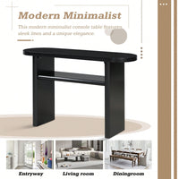 Elegant Minimalist Console Table With Rounded Edges And Sturdy Shelf For Entryway And Living Room In Black