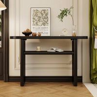 Elegant Minimalist Console Table With Rounded Edges And Sturdy Shelf For Entryway And Living Room In Black