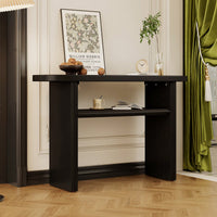 Elegant Minimalist Console Table With Rounded Edges And Sturdy Shelf For Entryway And Living Room In Black