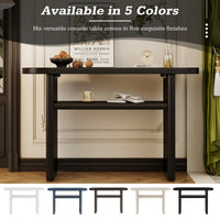 Elegant Minimalist Console Table With Rounded Edges And Sturdy Shelf For Entryway And Living Room In Black