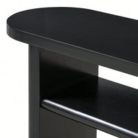 Elegant Minimalist Console Table With Rounded Edges And Sturdy Shelf For Entryway And Living Room In Black