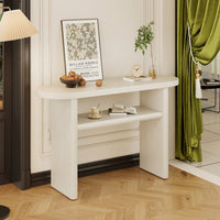 Elegant Minimalist Console Table With Rounded Edges And Sturdy Shelf For Entryway And Living Room In Black