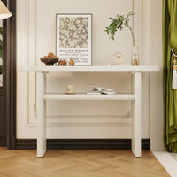 Elegant Minimalist Console Table With Rounded Edges And Sturdy Shelf For Entryway And Living Room In Black