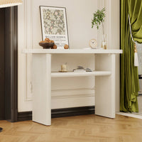 Elegant Minimalist Console Table With Rounded Edges And Sturdy Shelf For Entryway And Living Room In Black