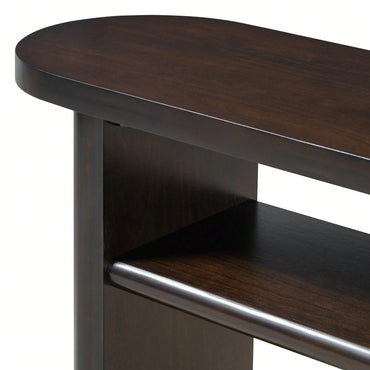 Elegant Minimalist Console Table With Rounded Edges And Sturdy Shelf For Entryway And Living Room In Black