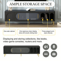 Modern TV Stand For Up To 70 Inch Television With 3 Shelves And 2 Cabinets, Stylish Entertainment Center Console Table For Living Room