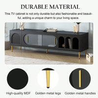 Modern TV Stand For Up To 70 Inch Television With 3 Shelves And 2 Cabinets, Stylish Entertainment Center Console Table For Living Room