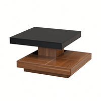 Modern 360° Rotating Coffee Table with Detachable Trays and Storage, 2-Tier Farmhouse Center Table, White Finish, 27.5 x 27.5 Inches