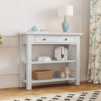 Stylish Retro Console Table With Drawer And Two Durable Shelves For Entryway Or Living Room In Espresso Finish