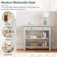 Stylish Retro Console Table With Drawer And Two Durable Shelves For Entryway Or Living Room In Espresso Finish