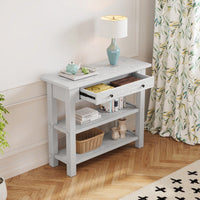 Stylish Retro Console Table With Drawer And Two Durable Shelves For Entryway Or Living Room In Espresso Finish