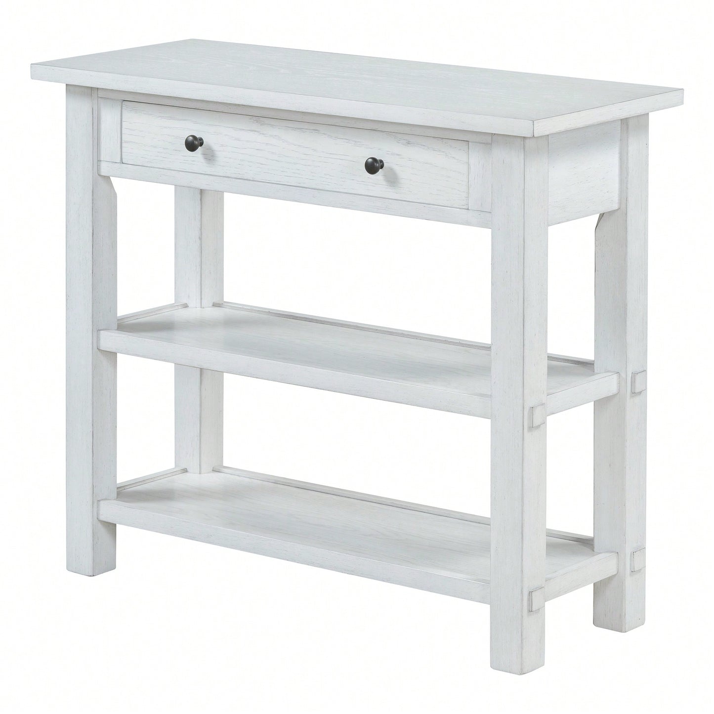 Stylish Retro Console Table With Drawer And Two Durable Shelves For Entryway Or Living Room In Espresso Finish