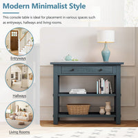 Stylish Retro Console Table With Drawer And Two Durable Shelves For Entryway Or Living Room In Espresso Finish