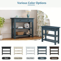 Stylish Retro Console Table With Drawer And Two Durable Shelves For Entryway Or Living Room In Espresso Finish