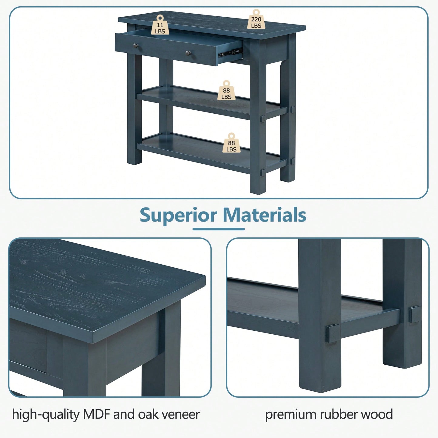 Stylish Retro Console Table With Drawer And Two Durable Shelves For Entryway Or Living Room In Espresso Finish