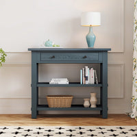 Stylish Retro Console Table With Drawer And Two Durable Shelves For Entryway Or Living Room In Espresso Finish