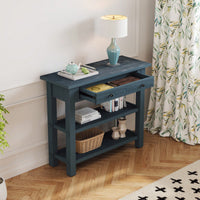 Stylish Retro Console Table With Drawer And Two Durable Shelves For Entryway Or Living Room In Espresso Finish