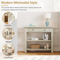 Stylish Retro Console Table With Drawer And Two Durable Shelves For Entryway Or Living Room In Espresso Finish