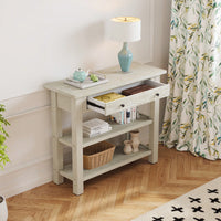 Stylish Retro Console Table With Drawer And Two Durable Shelves For Entryway Or Living Room In Espresso Finish