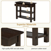 Stylish Retro Console Table With Drawer And Two Durable Shelves For Entryway Or Living Room In Espresso Finish