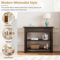 Stylish Retro Console Table With Drawer And Two Durable Shelves For Entryway Or Living Room In Espresso Finish