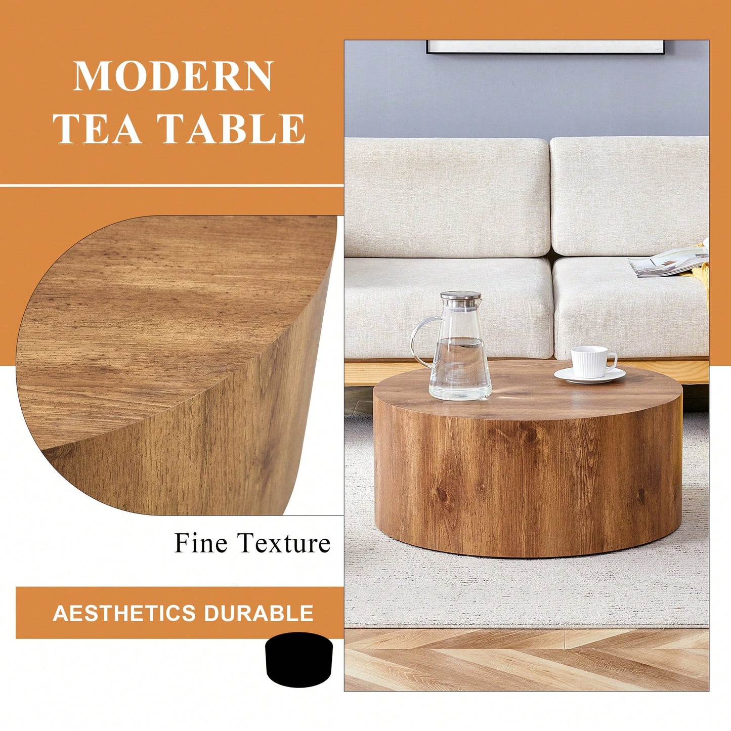 Versatile Cylindrical Table With Patterned Design For Coffee, Dining, Work, Or Writing Use