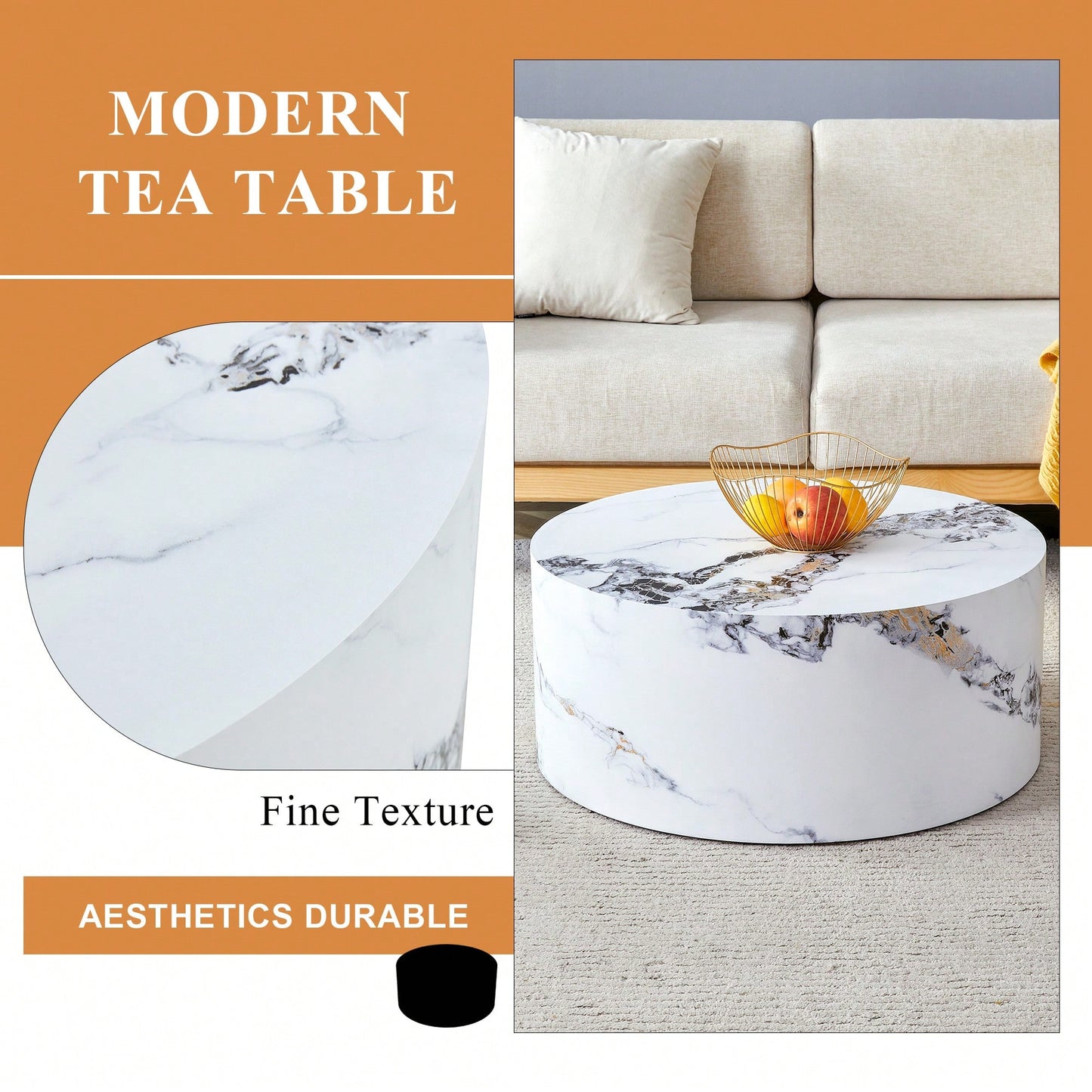 Versatile Cylindrical Table With Patterned Design For Coffee, Dining, Work, Or Writing Use