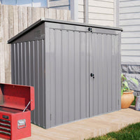 Metal Outdoor Garbage Bin Shed For 2 Trash Cans - Galvanized Steel Storage Solution For Garden And Yard - Gray