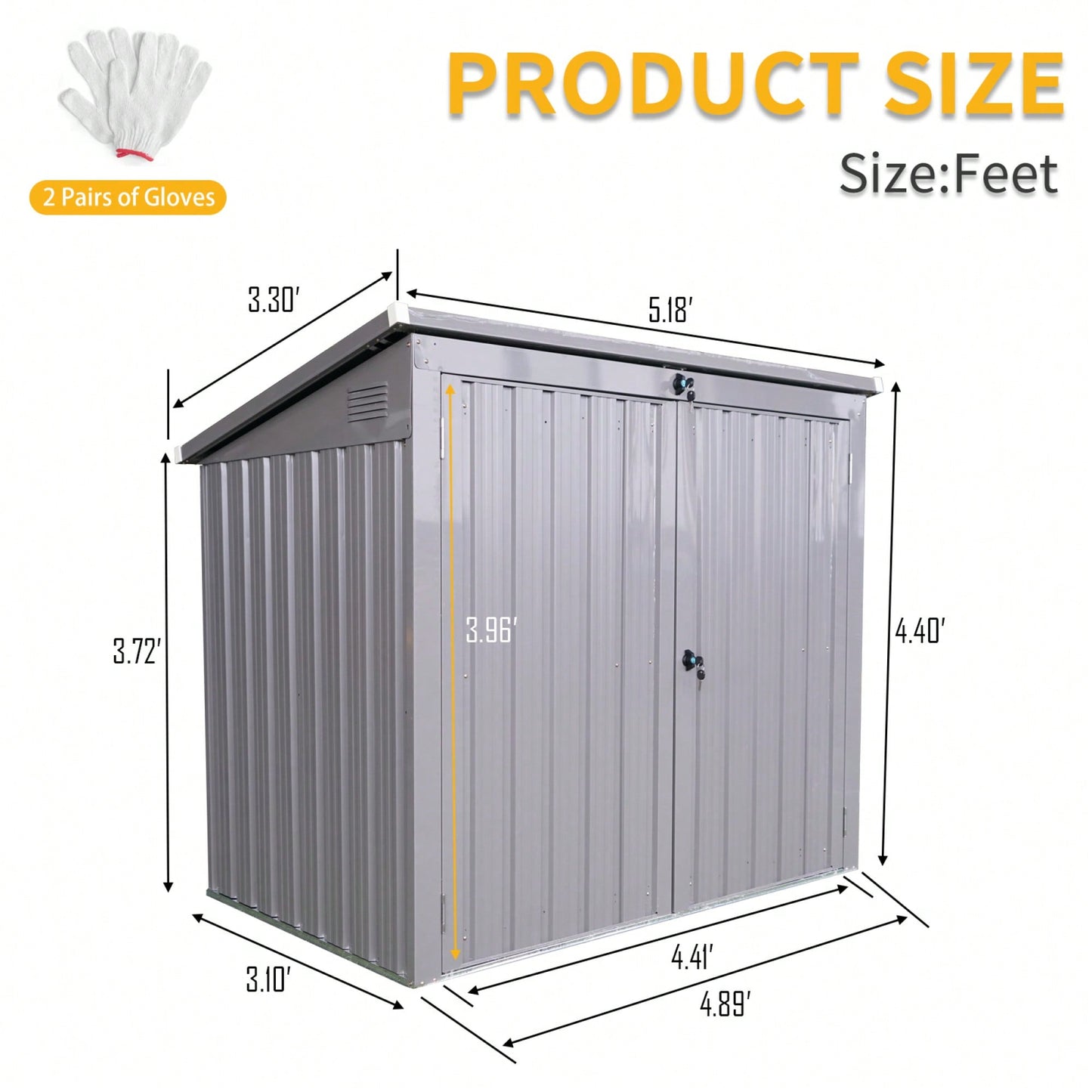 Metal Outdoor Garbage Bin Shed For 2 Trash Cans - Galvanized Steel Storage Solution For Garden And Yard - Gray