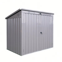 Metal Outdoor Garbage Bin Shed For 2 Trash Cans - Galvanized Steel Storage Solution For Garden And Yard - Gray