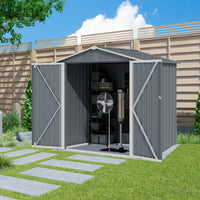 Heavy Duty 6x4 FT Metal Outdoor Storage Shed With Sliding Doors And Air Vent For Bikes Tools And Lawn Equipment In Grey