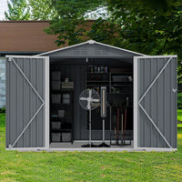 Heavy Duty 6x4 FT Metal Outdoor Storage Shed With Sliding Doors And Air Vent For Bikes Tools And Lawn Equipment In Grey