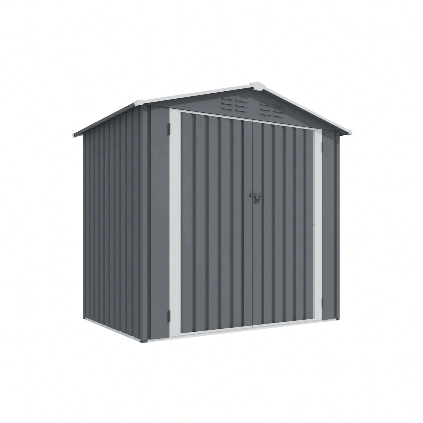 Heavy Duty 6x4 FT Metal Outdoor Storage Shed With Sliding Doors And Air Vent For Bikes Tools And Lawn Equipment In Grey