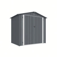 Heavy Duty 6x4 FT Metal Outdoor Storage Shed With Sliding Doors And Air Vent For Bikes Tools And Lawn Equipment In Grey