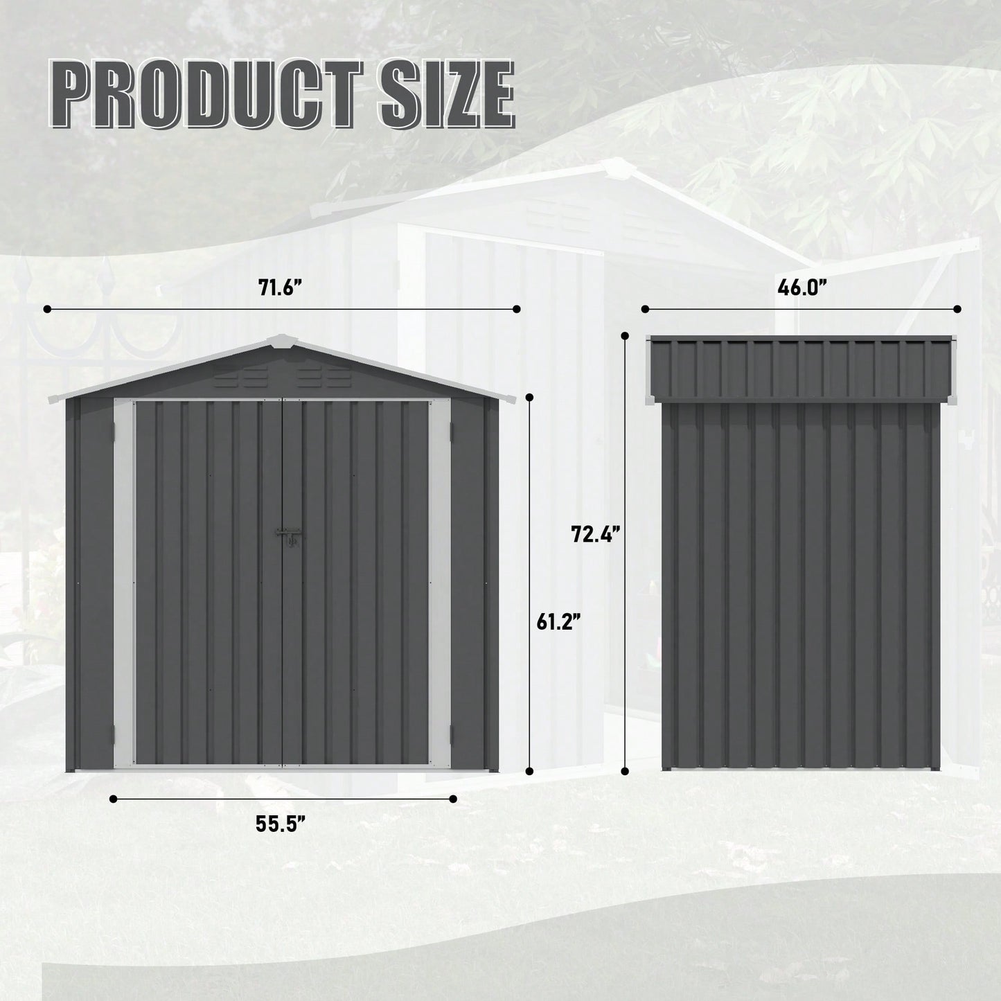 Heavy Duty 6x4 FT Metal Outdoor Storage Shed With Sliding Doors And Air Vent For Bikes Tools And Lawn Equipment In Grey