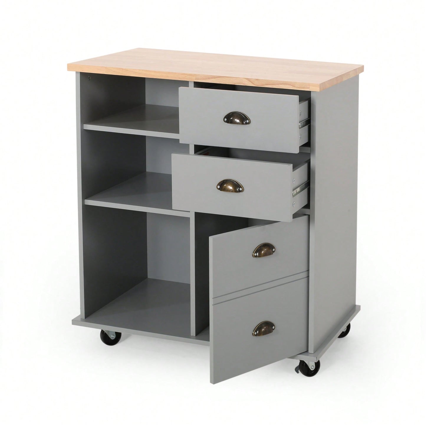 Versatile Kitchen Cart With Two Drawers And One Door For Extra Storage And Organization