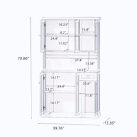 Spacious White Kitchen Pantry Storage Cabinet With Microwave Countertop Adjustable Shelves 6 Doors And 1 Drawer