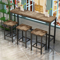 Long Dining Table Set With 3 Stools Easy Assembly Perfect For Family Gatherings Natural