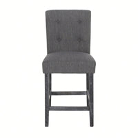 Charcoal Fabric Button Tufted Counter Stools Set Of 2 26 Inch Height Stylish Kitchen Seating