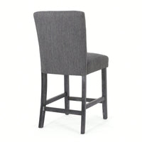 Charcoal Fabric Button Tufted Counter Stools Set Of 2 26 Inch Height Stylish Kitchen Seating